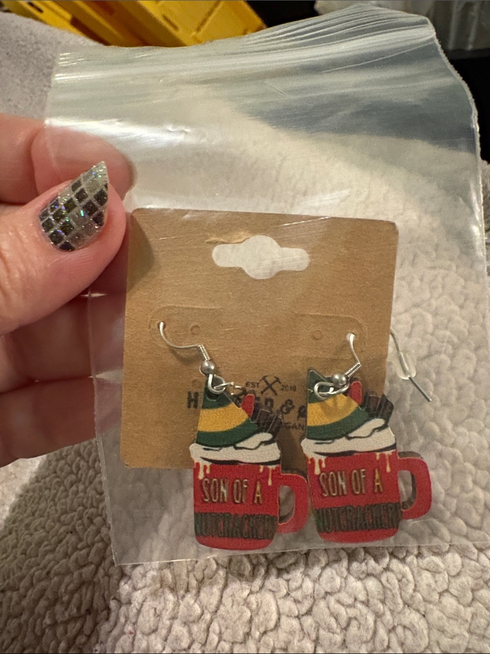 Hammer & Stain Michigan Elf Son of a Nutcracker Hot Chocolate Mug Earrings